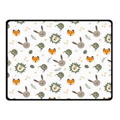 Rabbit, Lions And Nuts  Double Sided Fleece Blanket (small) 