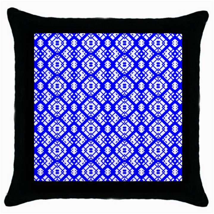 Portuguese Tiles Vibes Plaids Throw Pillow Case (Black)