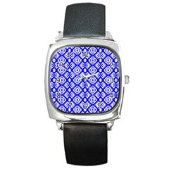 Portuguese Tiles Vibes Plaids Square Metal Watch by ConteMonfrey