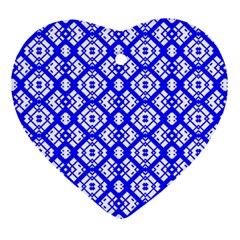 Portuguese Tiles Vibes Plaids Heart Ornament (two Sides) by ConteMonfrey