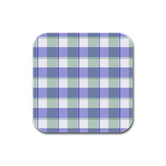 Blue And Green Plaids Rubber Square Coaster (4 Pack) by ConteMonfrey