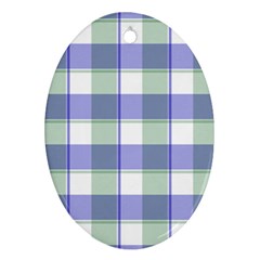 Blue And Green Plaids Oval Ornament (two Sides) by ConteMonfrey