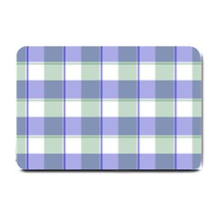 Blue And Green Plaids Small Doormat  by ConteMonfrey