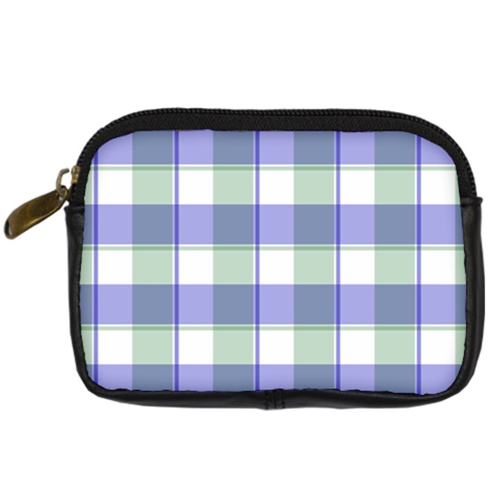 Blue and green plaids Digital Camera Leather Case