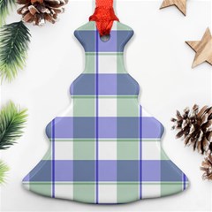 Blue And Green Plaids Christmas Tree Ornament (two Sides) by ConteMonfrey