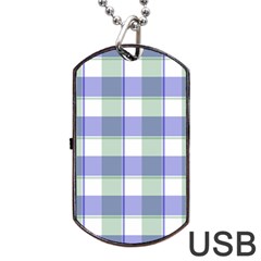 Blue And Green Plaids Dog Tag Usb Flash (one Side) by ConteMonfrey