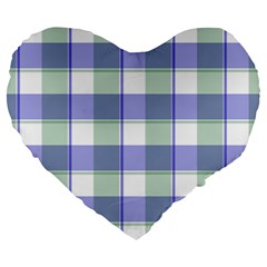 Blue And Green Plaids Large 19  Premium Heart Shape Cushions by ConteMonfrey