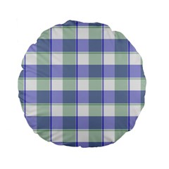 Blue And Green Plaids Standard 15  Premium Flano Round Cushions by ConteMonfrey