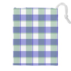 Blue And Green Plaids Drawstring Pouch (4xl) by ConteMonfrey