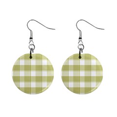 Green Tea - White And Green Plaids Mini Button Earrings by ConteMonfrey