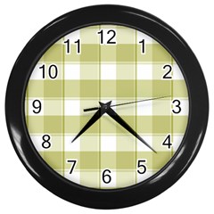 Green Tea - White And Green Plaids Wall Clock (black) by ConteMonfrey