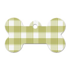 Green Tea - White And Green Plaids Dog Tag Bone (one Side) by ConteMonfrey