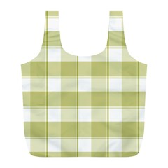 Green Tea - White And Green Plaids Full Print Recycle Bag (l) by ConteMonfrey