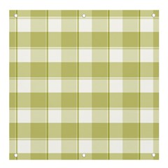 Green Tea - White And Green Plaids Banner And Sign 4  X 4  by ConteMonfrey