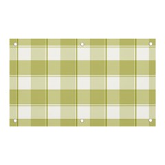 Green Tea - White And Green Plaids Banner And Sign 5  X 3  by ConteMonfrey