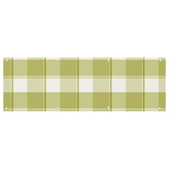 Green Tea - White And Green Plaids Banner And Sign 9  X 3  by ConteMonfrey