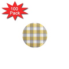 Grey Yellow Plaids 1  Mini Magnets (100 Pack)  by ConteMonfrey