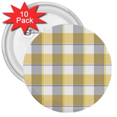 Grey Yellow Plaids 3  Buttons (10 Pack)  by ConteMonfrey