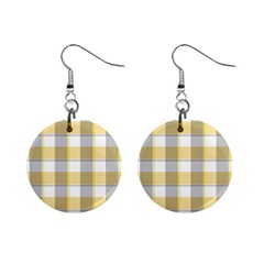 Grey Yellow Plaids Mini Button Earrings by ConteMonfrey