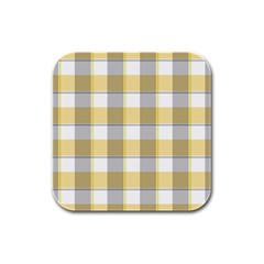 Grey Yellow Plaids Rubber Square Coaster (4 Pack) by ConteMonfrey