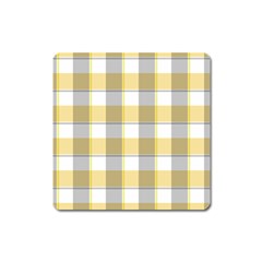 Grey Yellow Plaids Square Magnet by ConteMonfrey