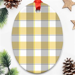 Grey Yellow Plaids Oval Ornament (two Sides) by ConteMonfrey