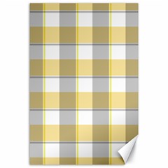 Grey Yellow Plaids Canvas 24  X 36  by ConteMonfrey