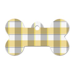 Grey Yellow Plaids Dog Tag Bone (one Side) by ConteMonfrey