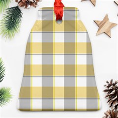 Grey Yellow Plaids Ornament (bell) by ConteMonfrey