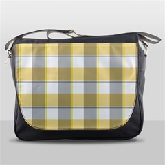 Grey Yellow Plaids Messenger Bag by ConteMonfrey