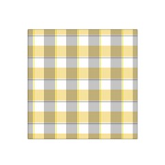 Grey Yellow Plaids Satin Bandana Scarf 22  X 22  by ConteMonfrey