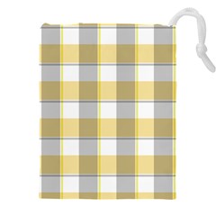 Grey Yellow Plaids Drawstring Pouch (4xl) by ConteMonfrey