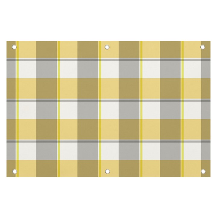 Grey yellow plaids Banner and Sign 6  x 4 