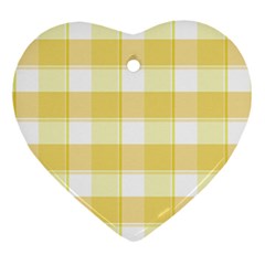 White And Yellow Plaids Ornament (heart) by ConteMonfrey