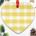 White and yellow plaids Ornament (Heart) Front