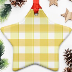 White and yellow plaids Ornament (Star)