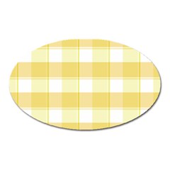 White And Yellow Plaids Oval Magnet by ConteMonfrey