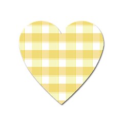 White and yellow plaids Heart Magnet