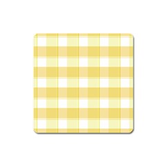 White and yellow plaids Square Magnet