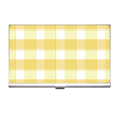 White and yellow plaids Business Card Holder