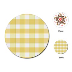 White And Yellow Plaids Playing Cards Single Design (round) by ConteMonfrey