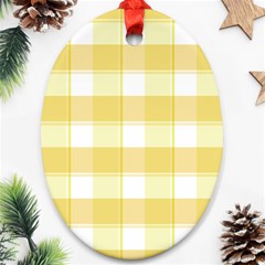 White and yellow plaids Oval Ornament (Two Sides)