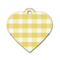 White And Yellow Plaids Dog Tag Heart (one Side) by ConteMonfrey