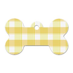 White And Yellow Plaids Dog Tag Bone (two Sides) by ConteMonfrey