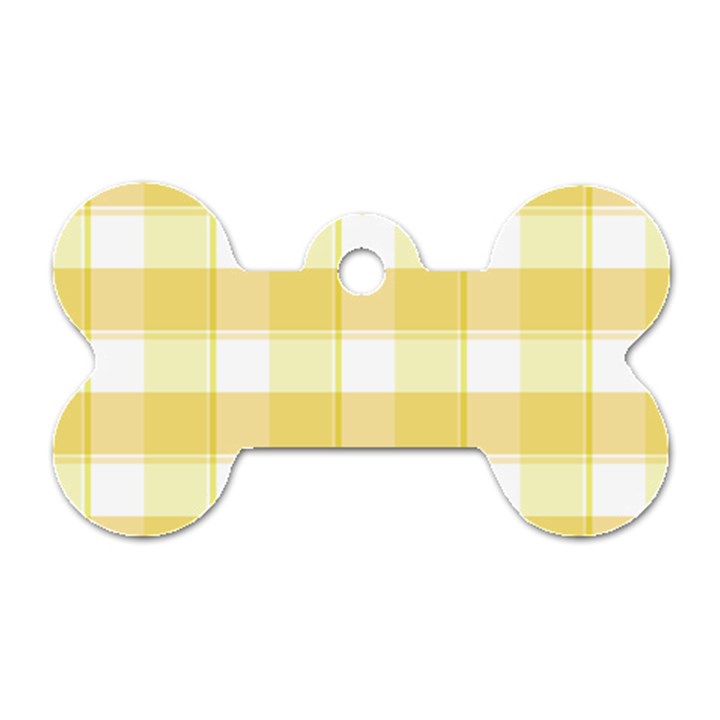 White and yellow plaids Dog Tag Bone (Two Sides)