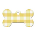 White and yellow plaids Dog Tag Bone (Two Sides) Back