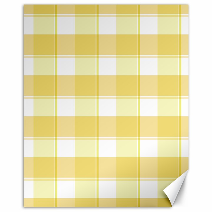 White and yellow plaids Canvas 11  x 14 