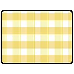 White and yellow plaids Fleece Blanket (Large) 