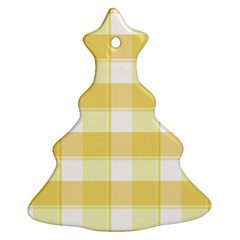 White And Yellow Plaids Christmas Tree Ornament (two Sides) by ConteMonfrey