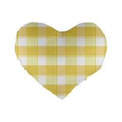 White And Yellow Plaids Standard 16  Premium Heart Shape Cushions by ConteMonfrey